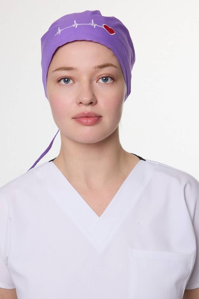 Kalp Ritim Desenli Eflatun Cerrahi Bone