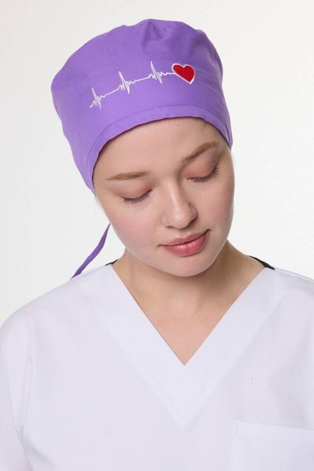 Kalp Ritim Desenli Eflatun Cerrahi Bone