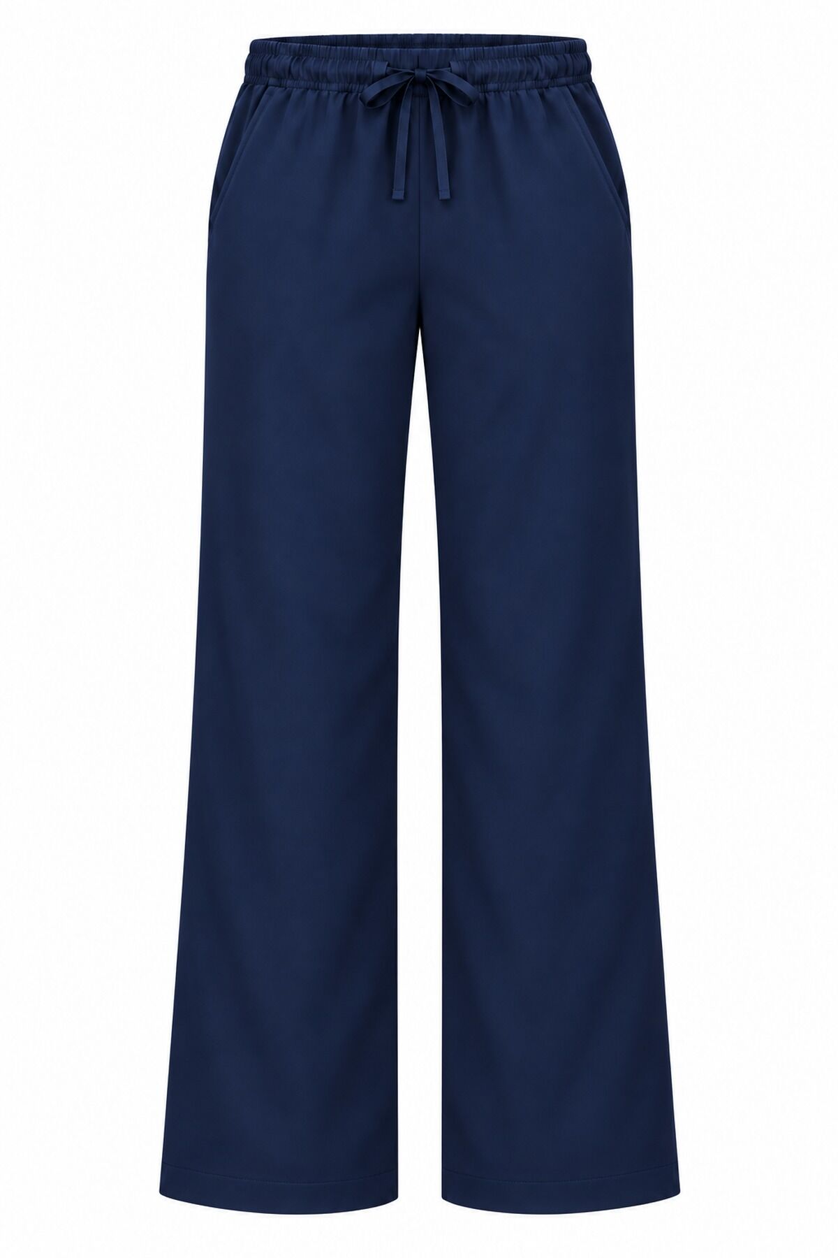 Likralı Lacivert Bol Paça Scrubs Pantolon