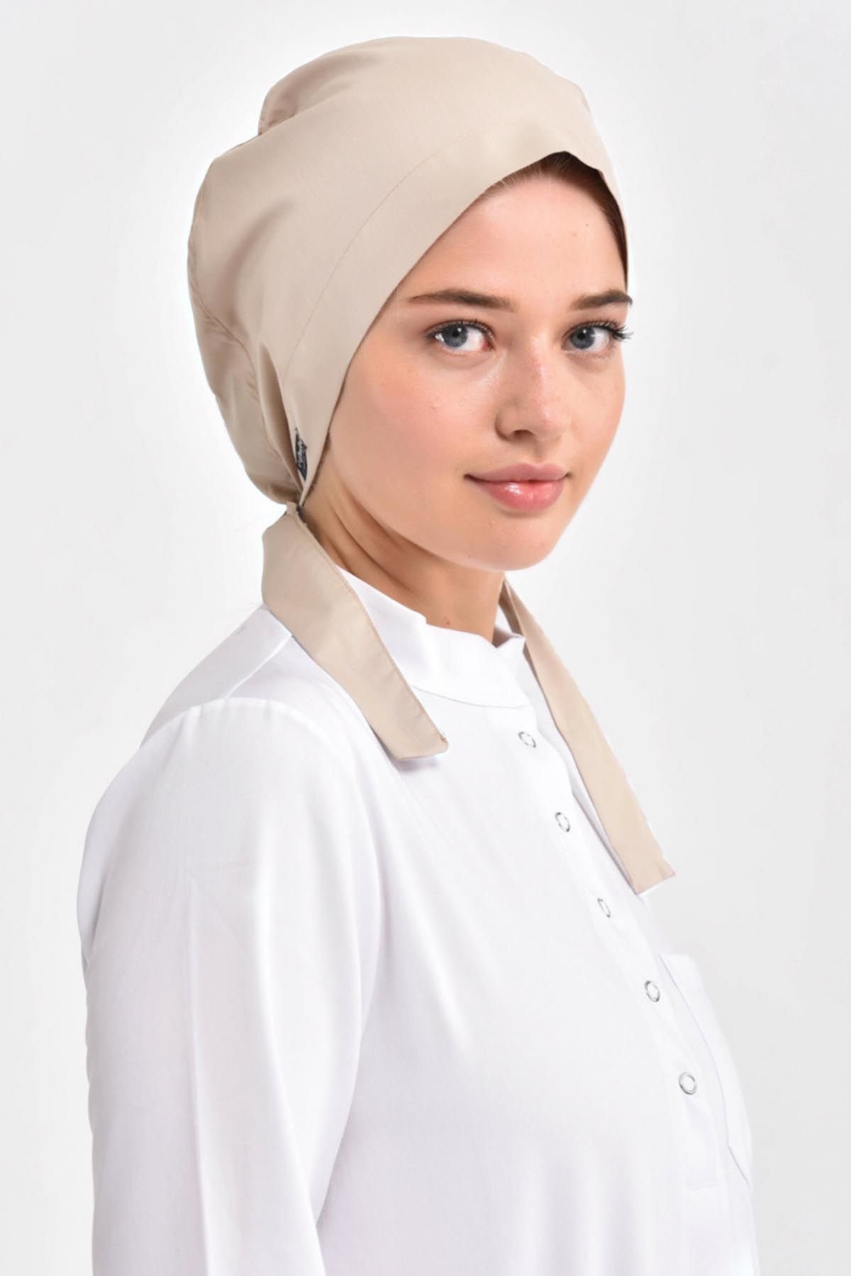 Taş Rengi Likralı Cerrahi Tesettür Bone