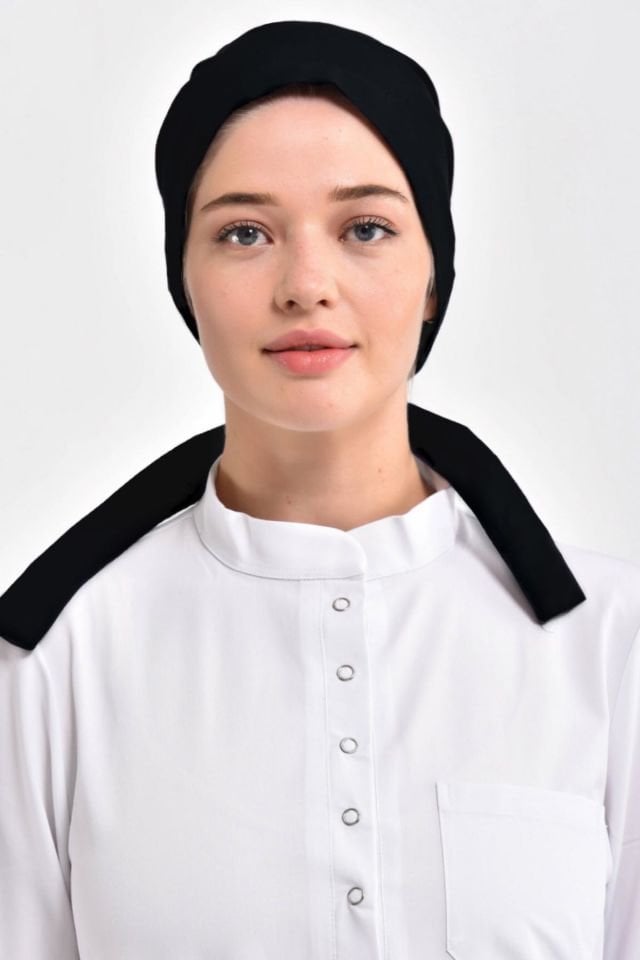 Siyah Likralı Cerrahi Tesettür Bone - Owlet Medikal