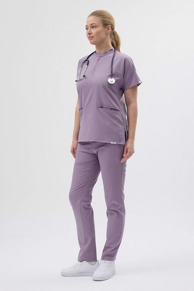 Likralı Soft Lila Fermuar Detaylı Forma Takım