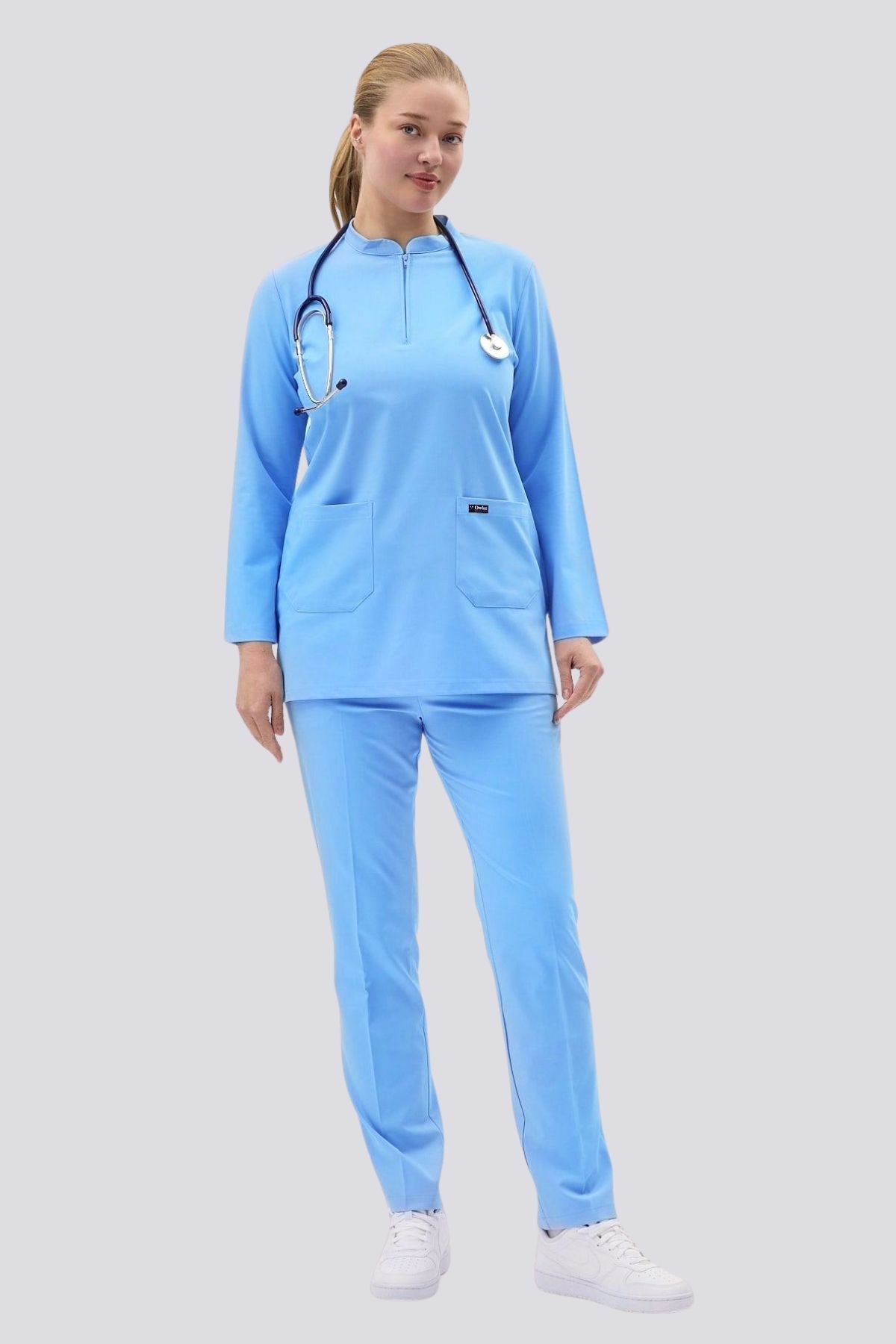 Likralı Alaska Mavisi Tunik Boy Takım