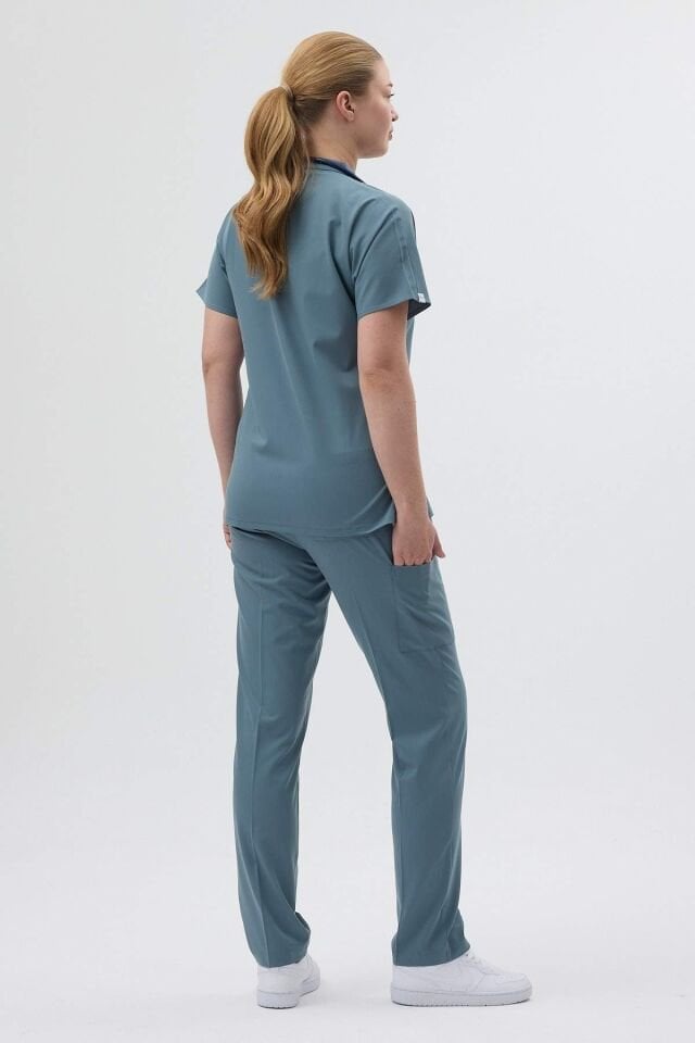 Likralı Fermuar Detaylı  Antrasit Mavi Üniforma