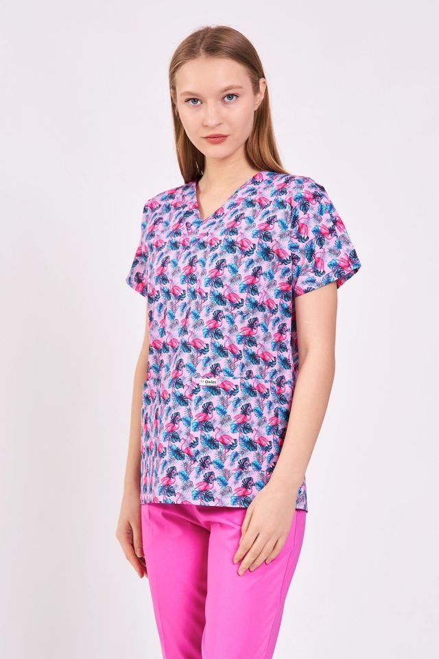 Flamingo Desenli Cerrahi Forma Üst