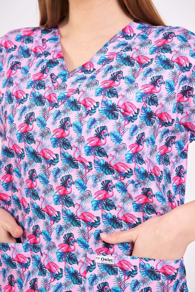 Flamingo Desenli Cerrahi Forma Üst