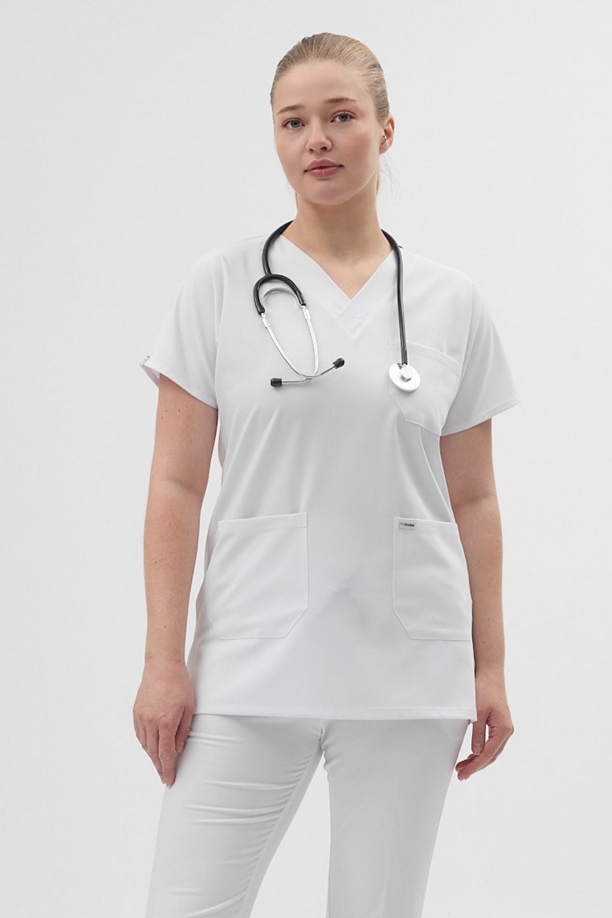 Tunic Length Short Sleeve White Jersey Top