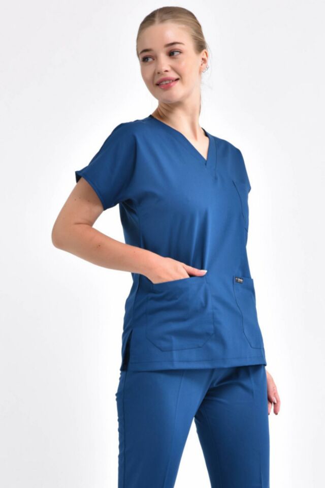 Petrol Mavisi Likralı Forma Üst