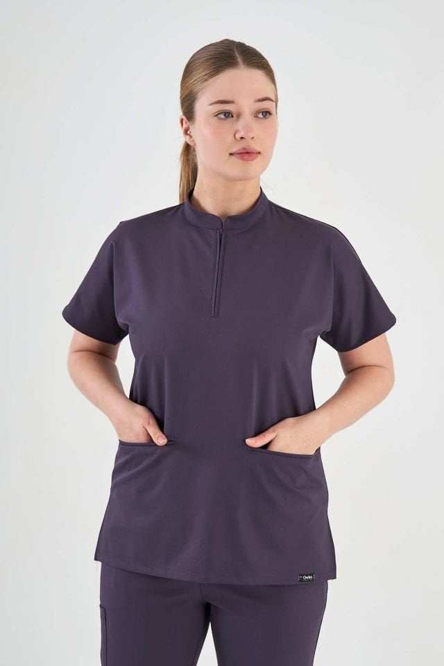 Mürdüm Eriği Fermuar Detaylı Cerrahi Forma