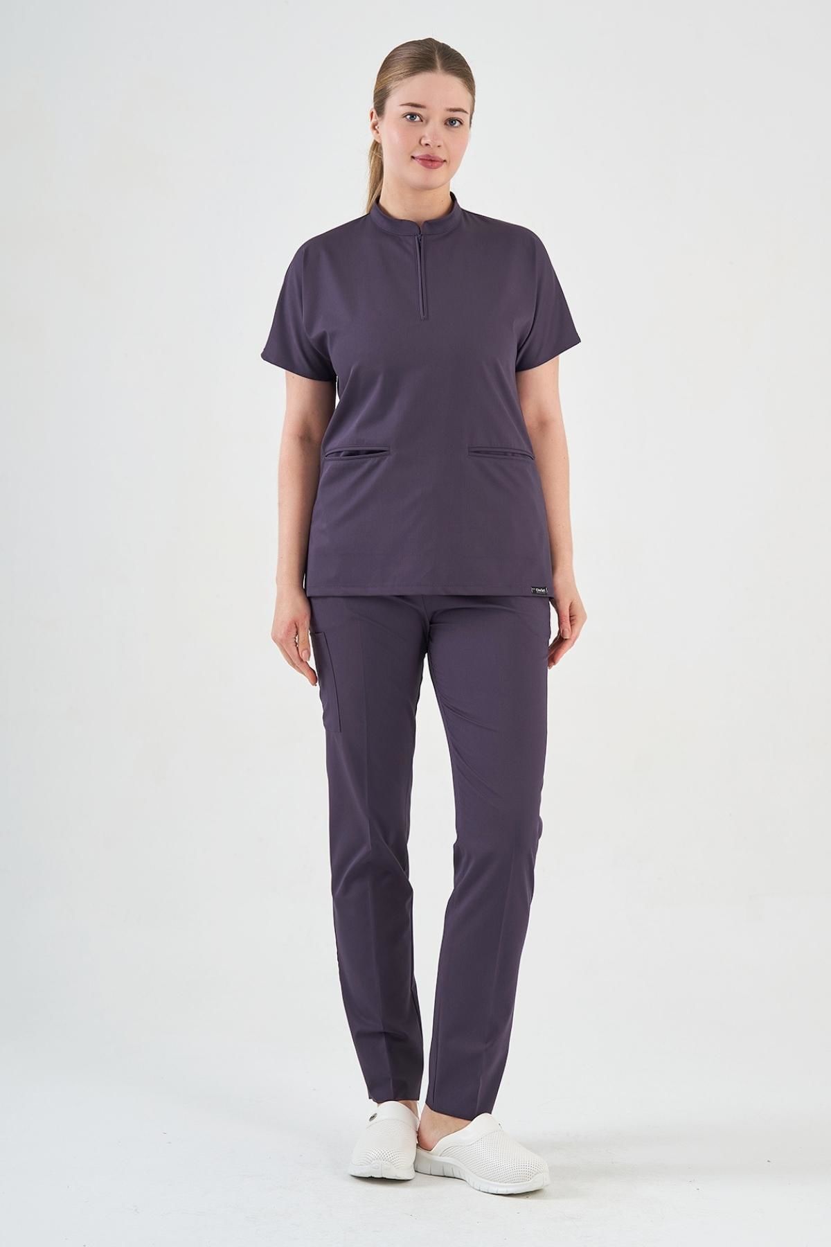 Mürdüm Eriği Fermuar Detaylı Cerrahi Forma