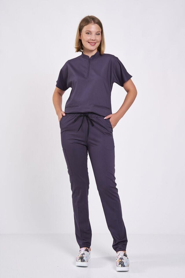 Mürdüm Eriği Fermuar Detaylı Cerrahi Forma