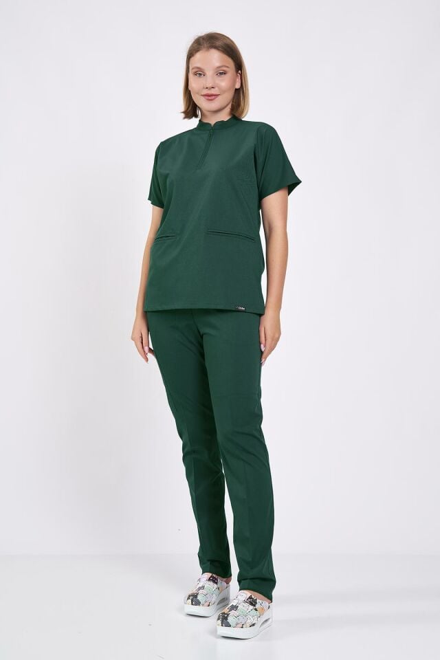 Avcı Yeşili Fermuar Detaylı Forma