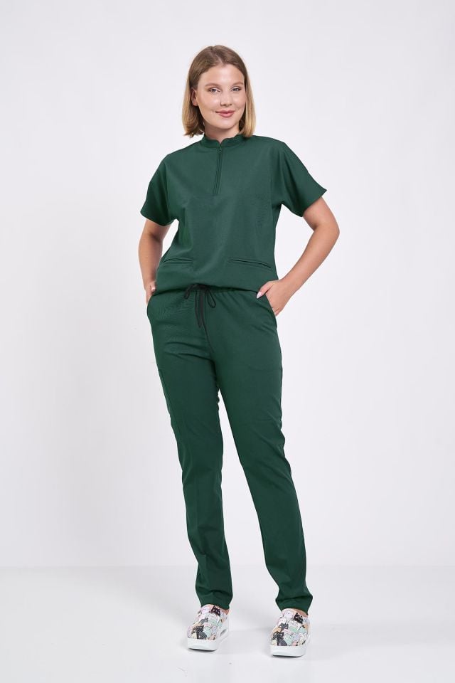 Avcı Yeşili Fermuar Detaylı Forma