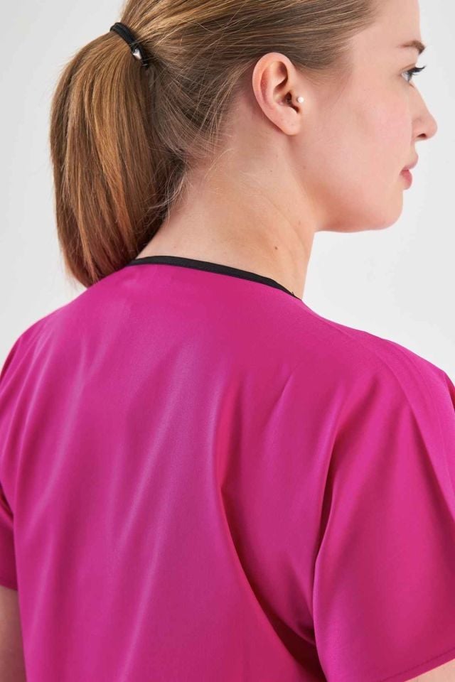 Likralı Pembe Cerrahi Takım