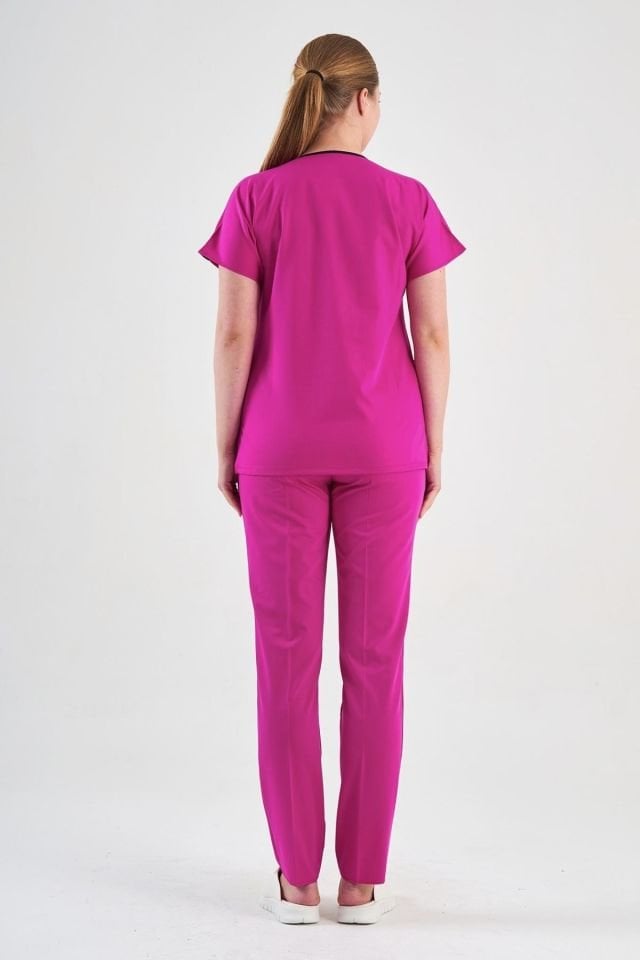 Likralı Pembe Cerrahi Takım