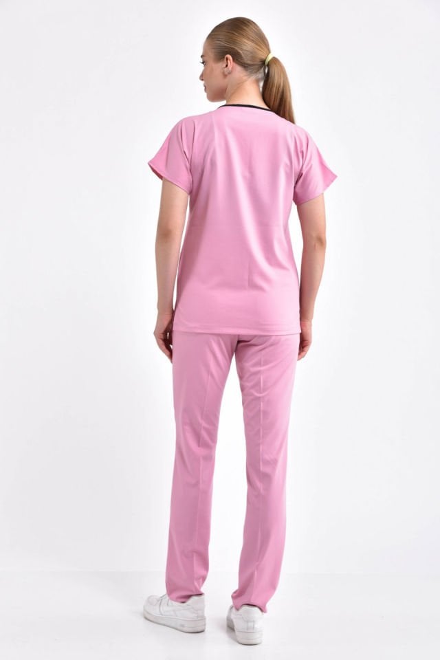 Şeker Pembesi Likralı Cerrahi Takım