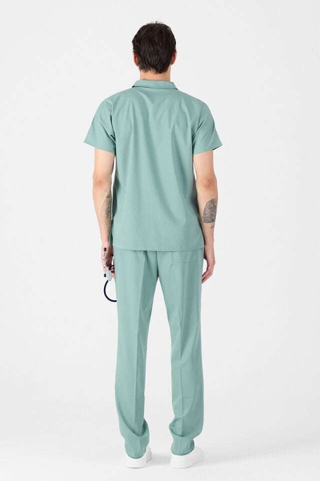 Likralı Mint Yeşili Polo Yaka Scrubs