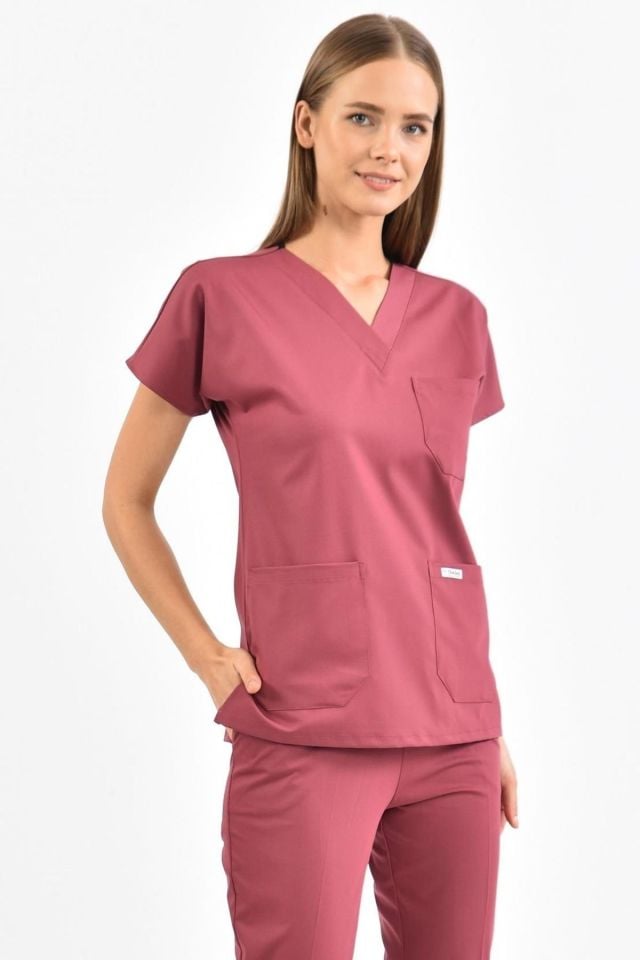 Koyu Pembe Likralı Üst