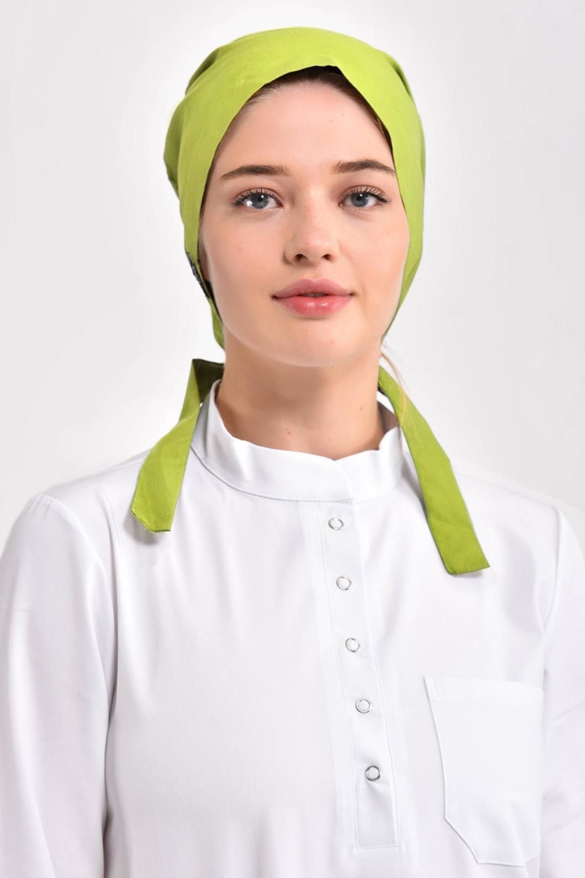 Limon Yeşili Likralı Cerrahi Tesettür Bone