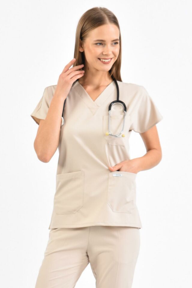 Taş Rengi Likralı Üst