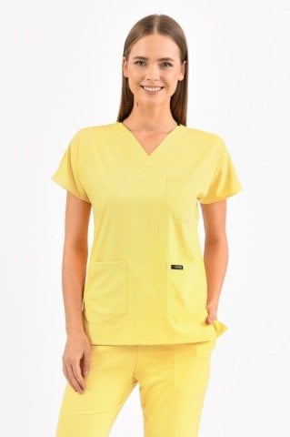 Açık Sarı Likralı Cerrahi Üst