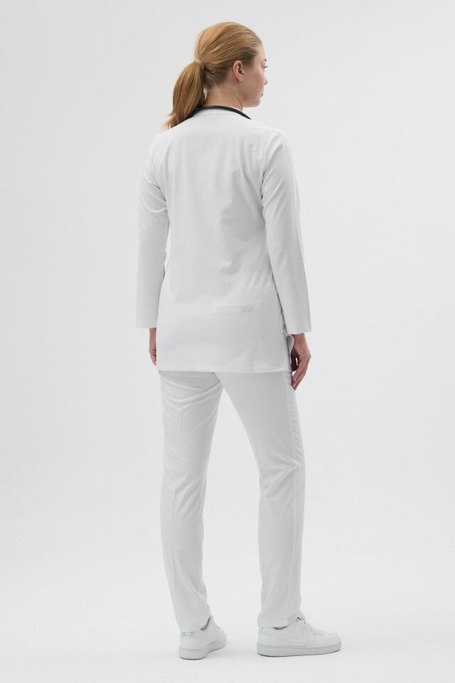 Likralı Beyaz Tunik Boy Takım