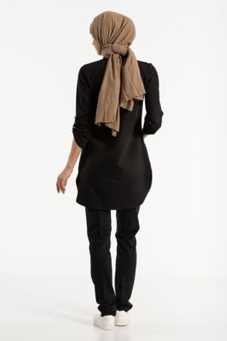 Likralı Siyah Cerrahi Tesettür Takım