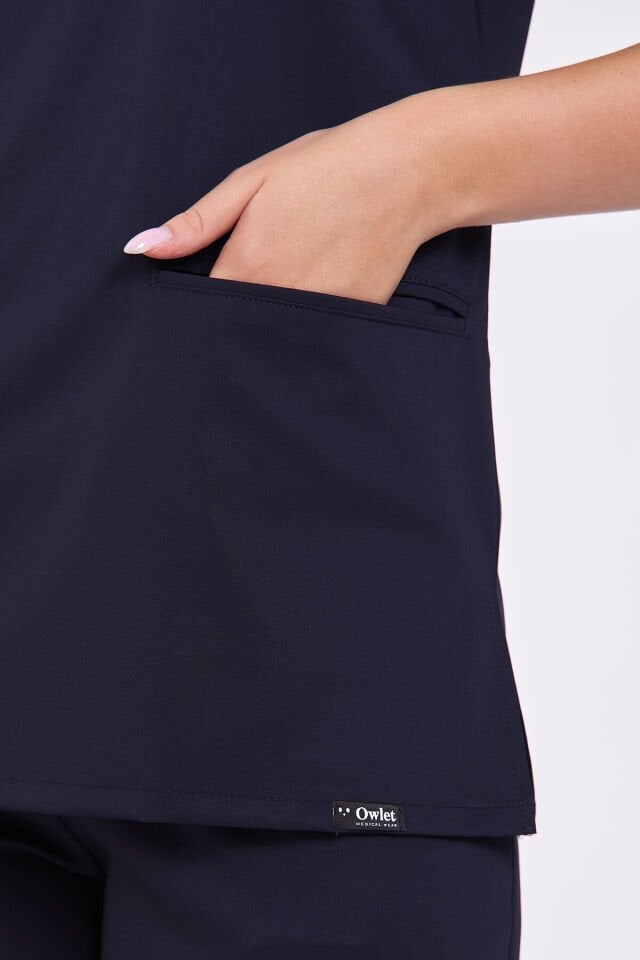 Likralı Koyu Lacivert Fermuar Detaylı Cerrahi Forma