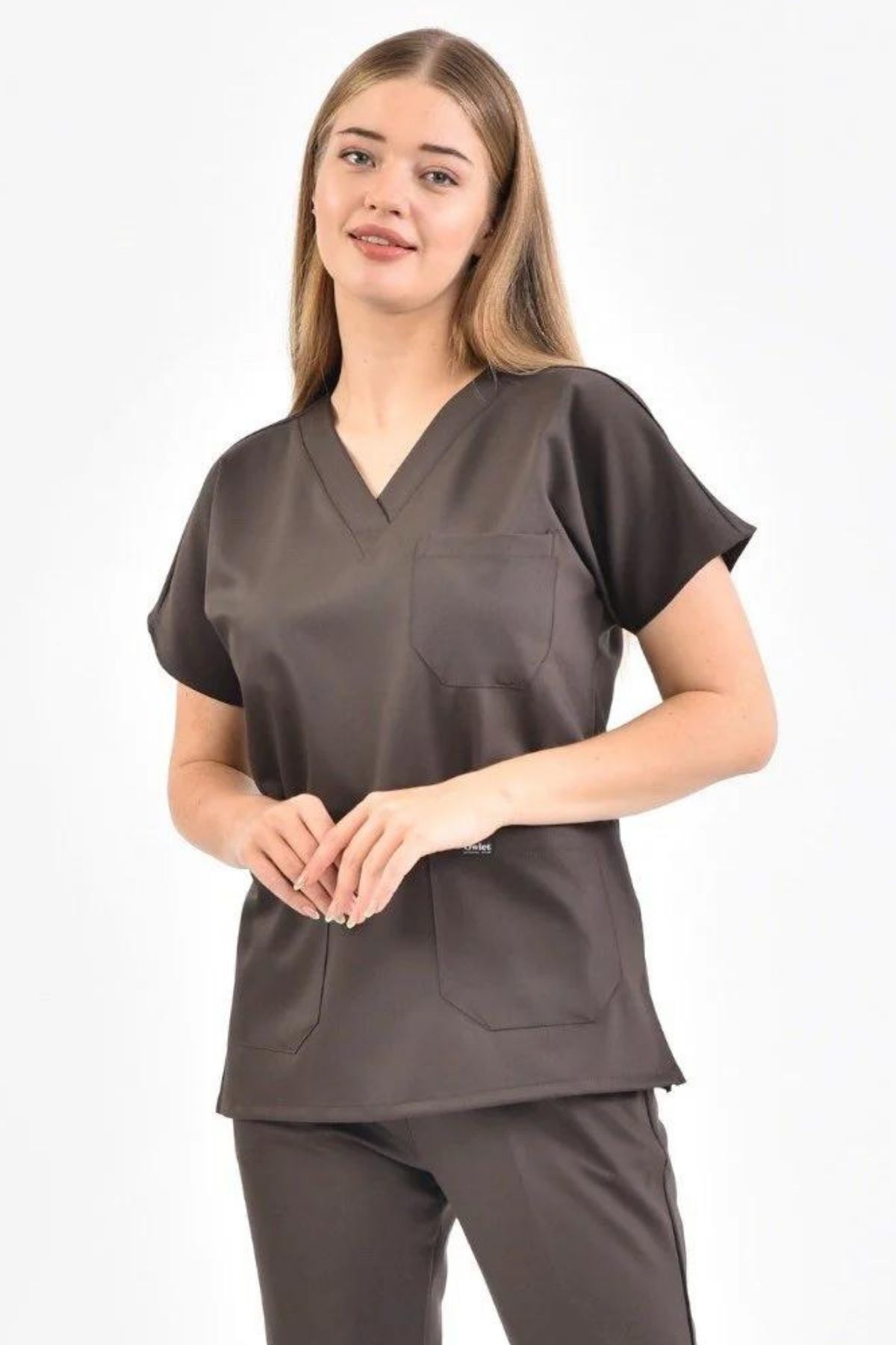 Çikolata Kahve Likralı Forma Üst