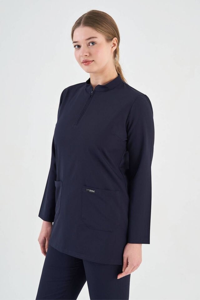 Likralı Koyu Lacivert Tunik Tek Üst