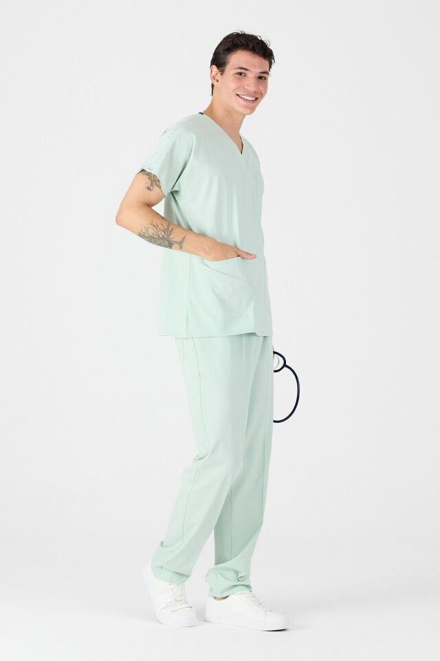 Likralı Su Yeşili Scrubs Forma