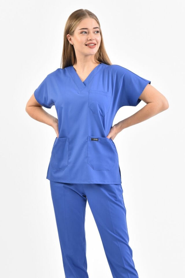 Likralı Mavi Cerrahi Takım