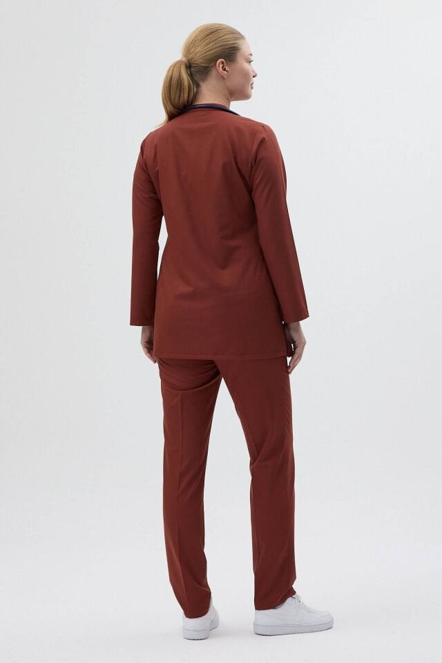 Likralı Koyu Kiremit Tunik Boy Takım