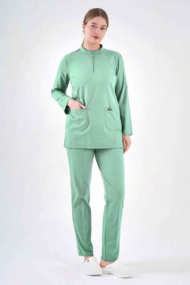 Likralı Açık Mentol Tunik Boy Takım