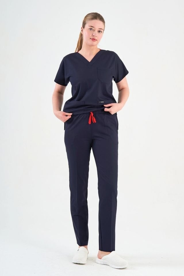 Likralı Koyu Lacivert Cerrahi Forma Takım