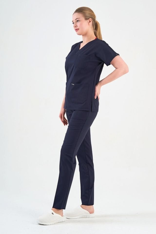 Likralı Koyu Lacivert Cerrahi Forma Takım