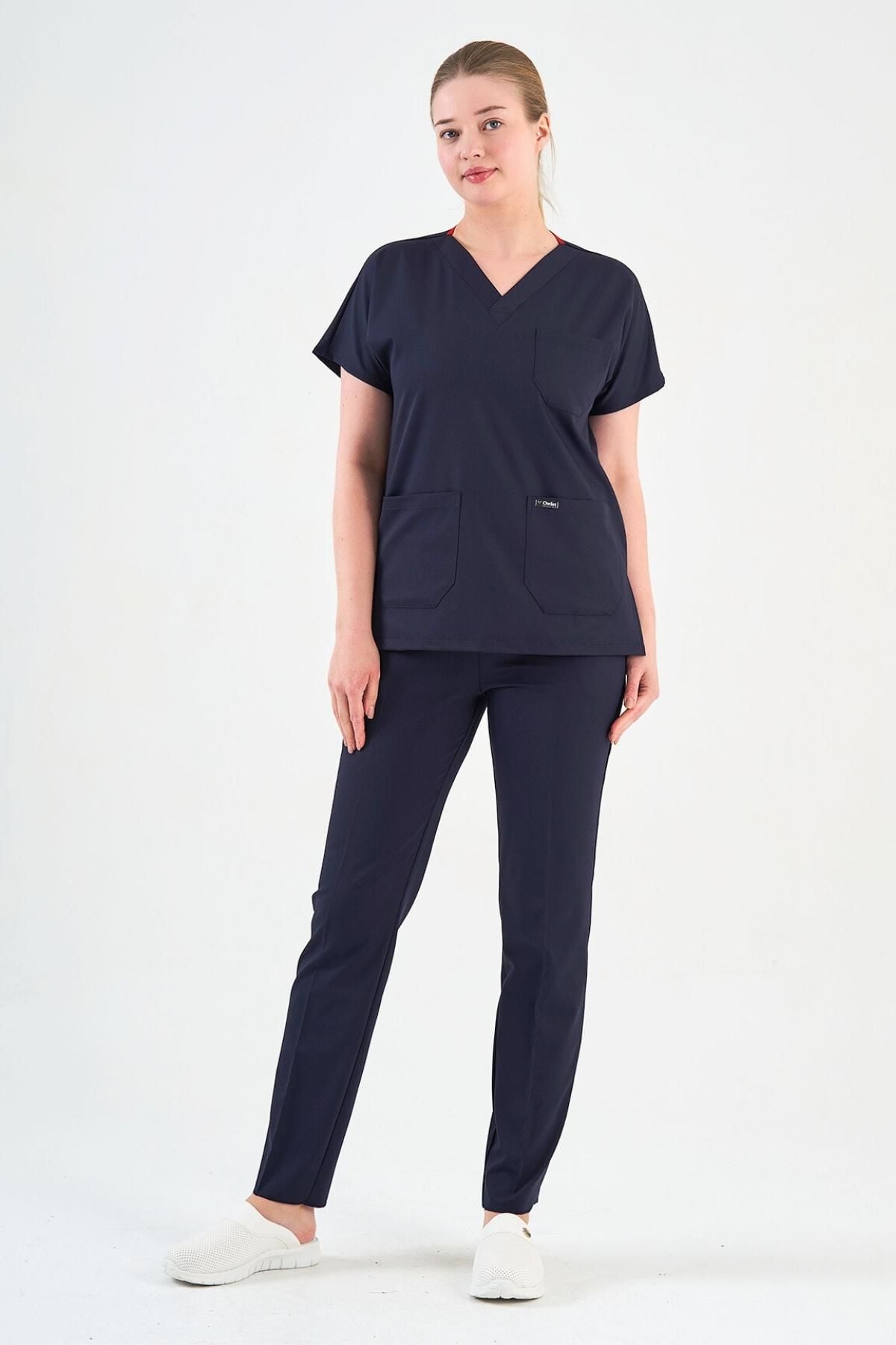 Likralı Koyu Lacivert Cerrahi Forma Takım