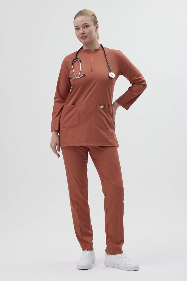 Likralı Kiremit Tunik Boy Takım