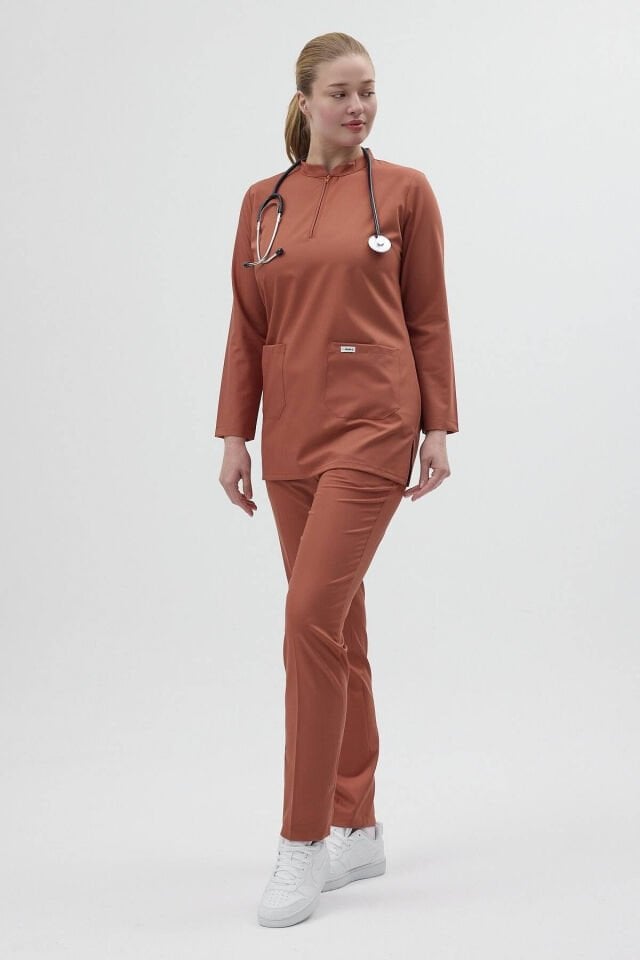 Likralı Kiremit Tunik Boy Takım