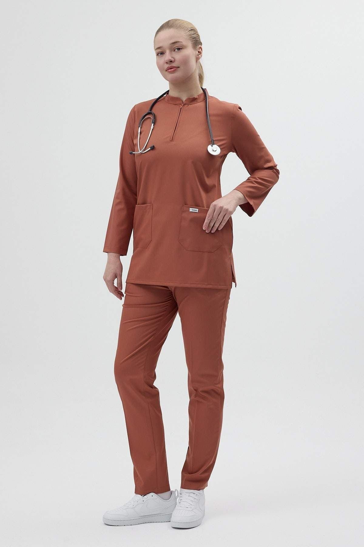 Likralı Kiremit Tunik Boy Takım