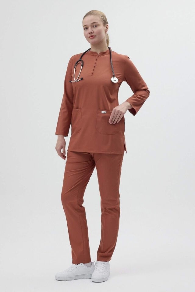 Likralı Kiremit Tunik Boy Takım