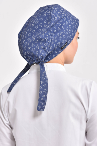 Yıldızlar Desenli Lacivert Tesettür Bone