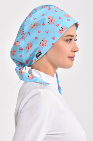 Pembe Panter Figürlü Tesettür Bone