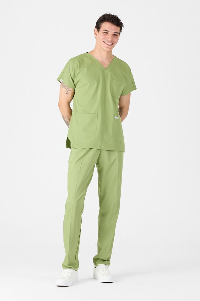 Likralı Fıstık Yeşili Scrubs Forma