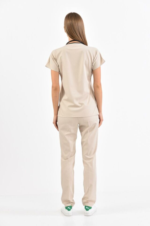 Taş Rengi Likralı Cerrahi Takım