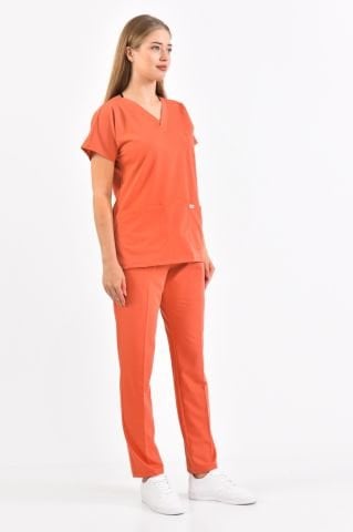 Alev Turuncusu Likralı Cerrahi Takım