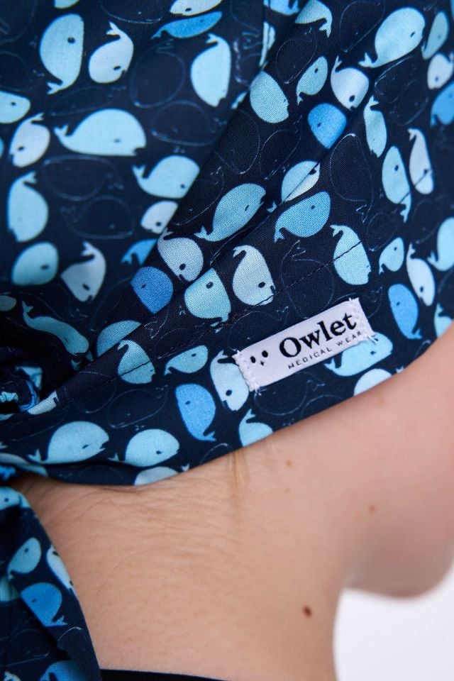 Balina Desenli Lacivert Cerrahi Tesettür Bone