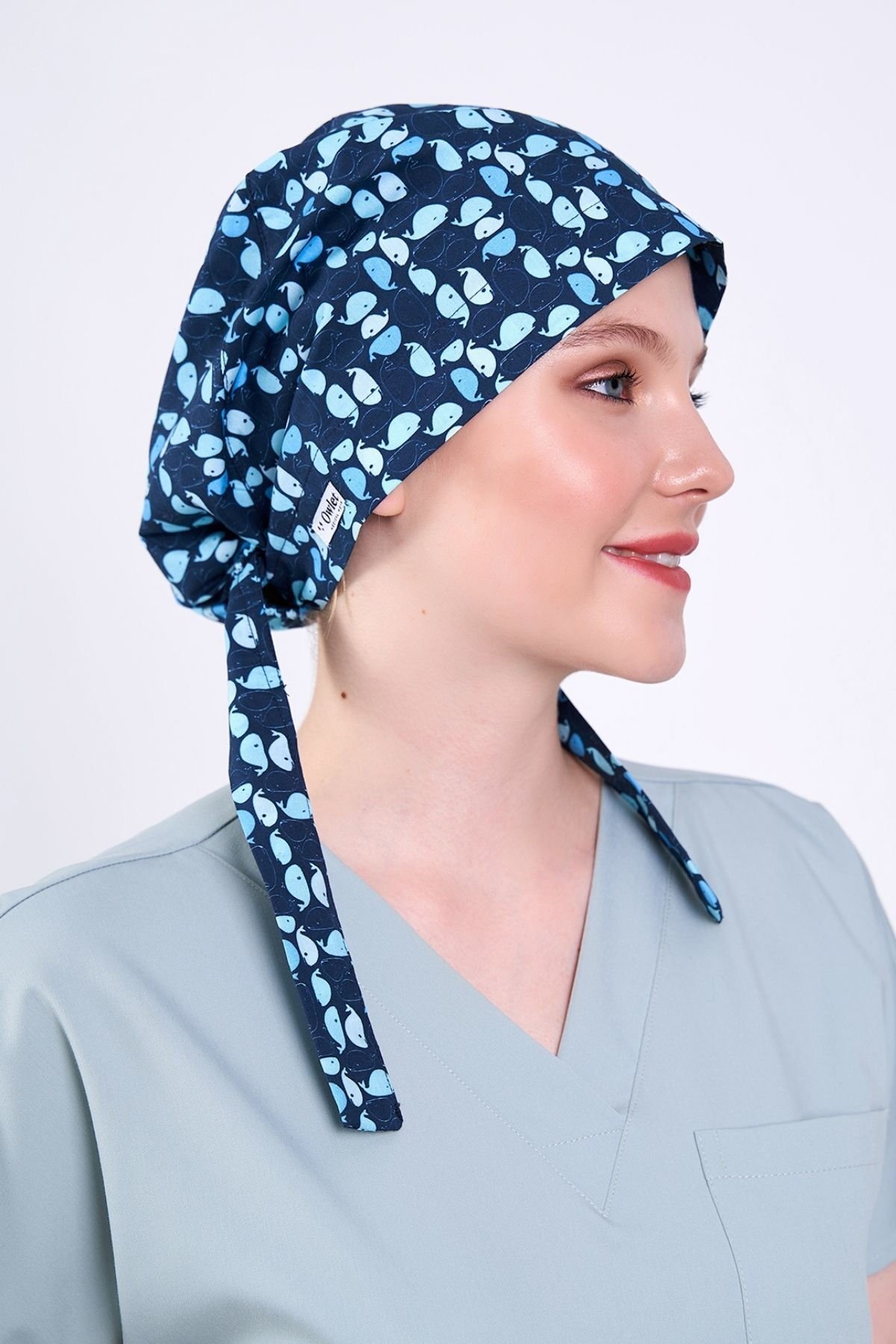 Balina Desenli Lacivert Cerrahi Tesettür Bone