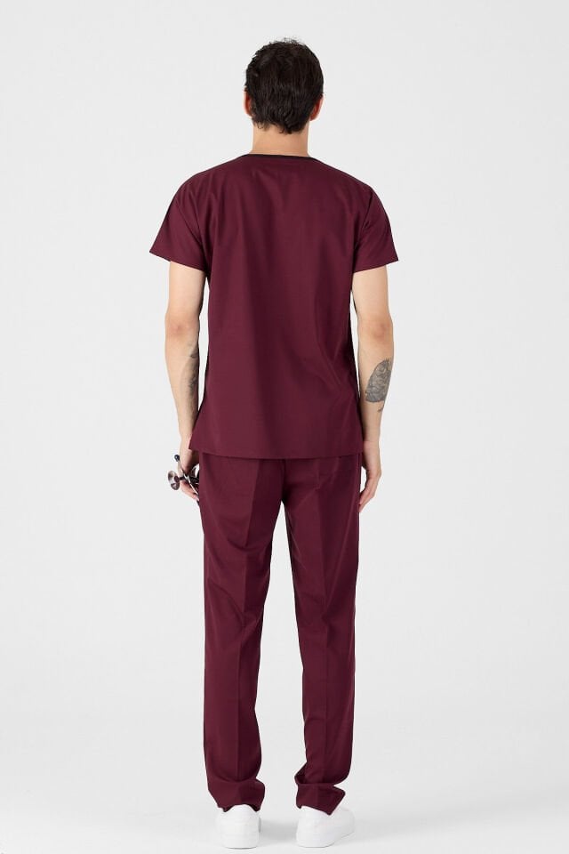 Likralı Koyu Mürdüm Scrubs Forma