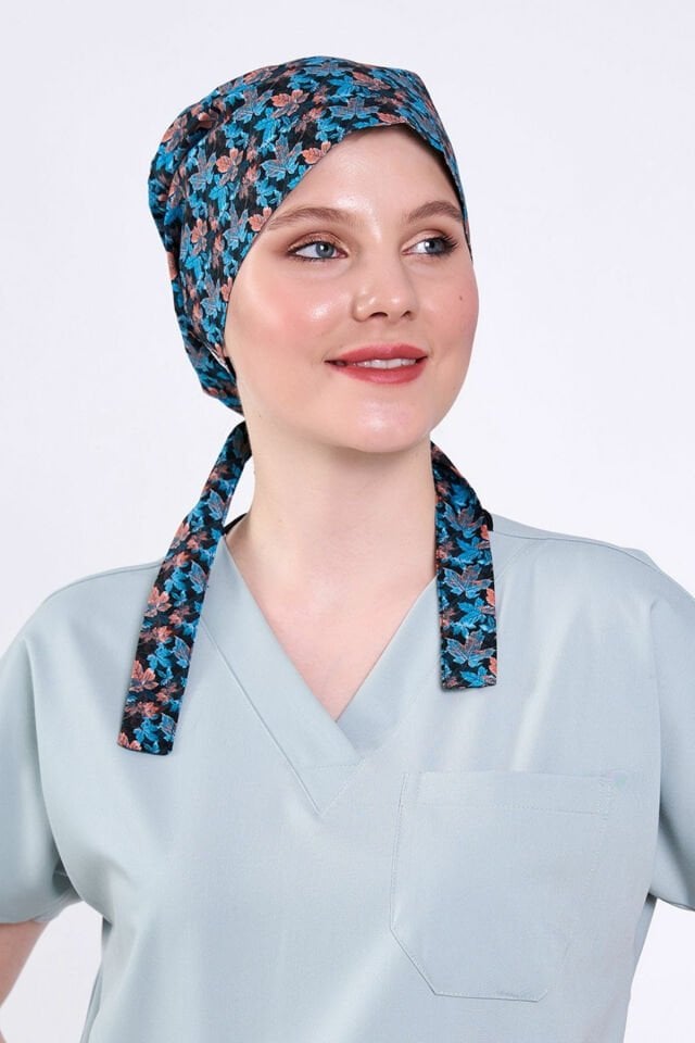 Çınar Yaprakları Desenli Cerrahi Tesettür Bone